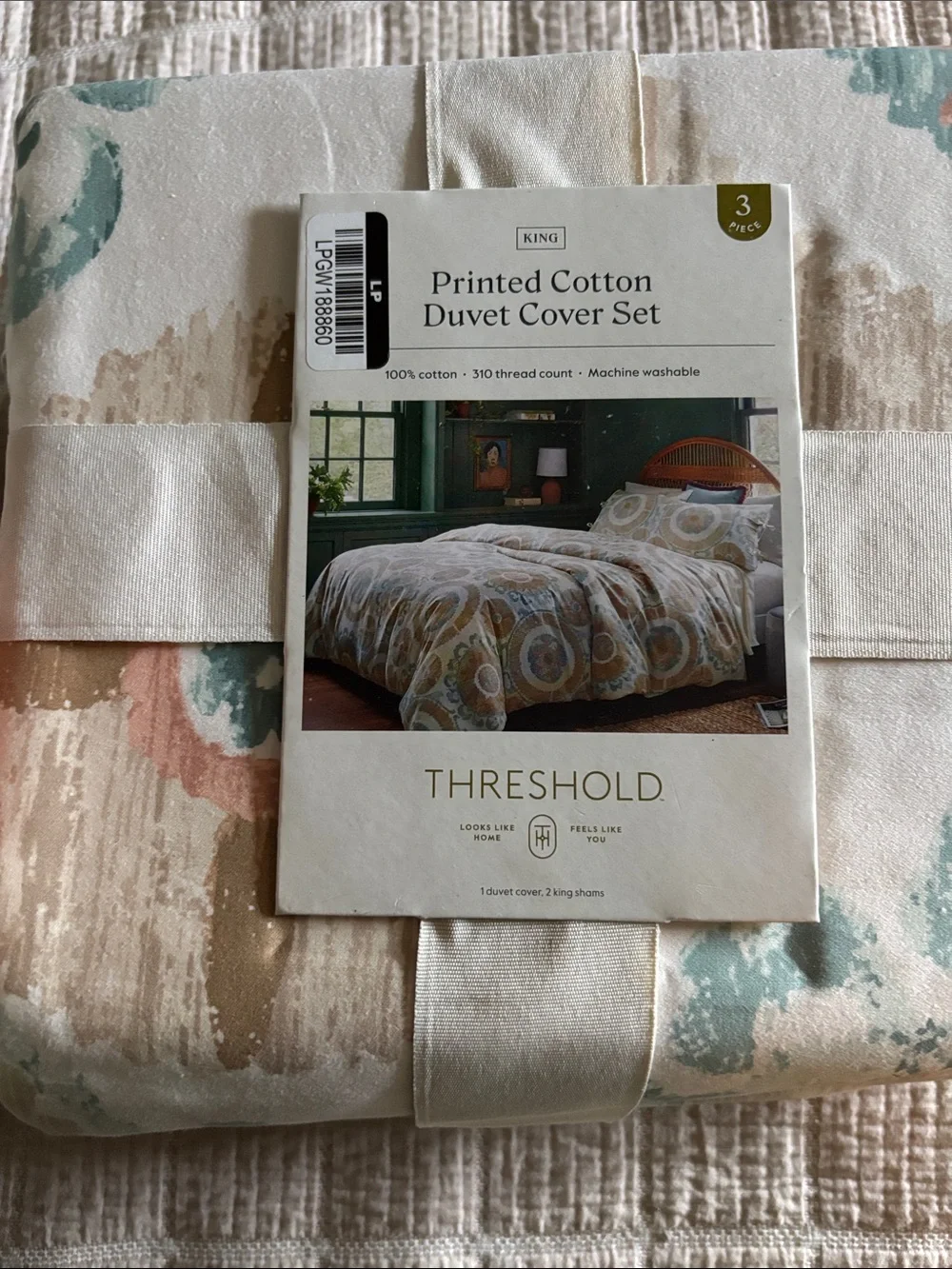 Threshold - King Suzani Print Duvet Cover and Sham Set Ivory/L Blue
